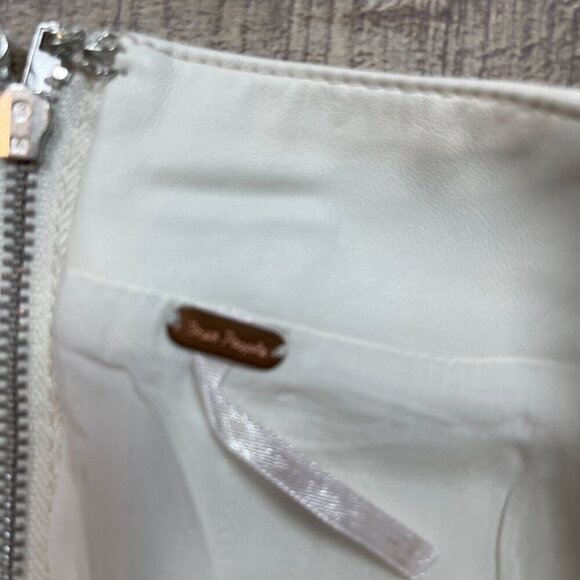 Free People Cream Faux Leather Mini Skirt size 2 - Picture 3 of 3